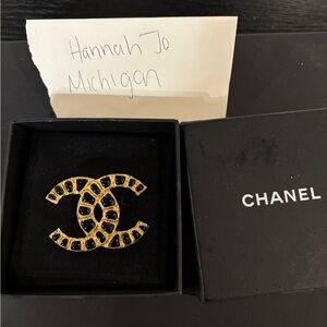 Chanel Gold and Black Brooch